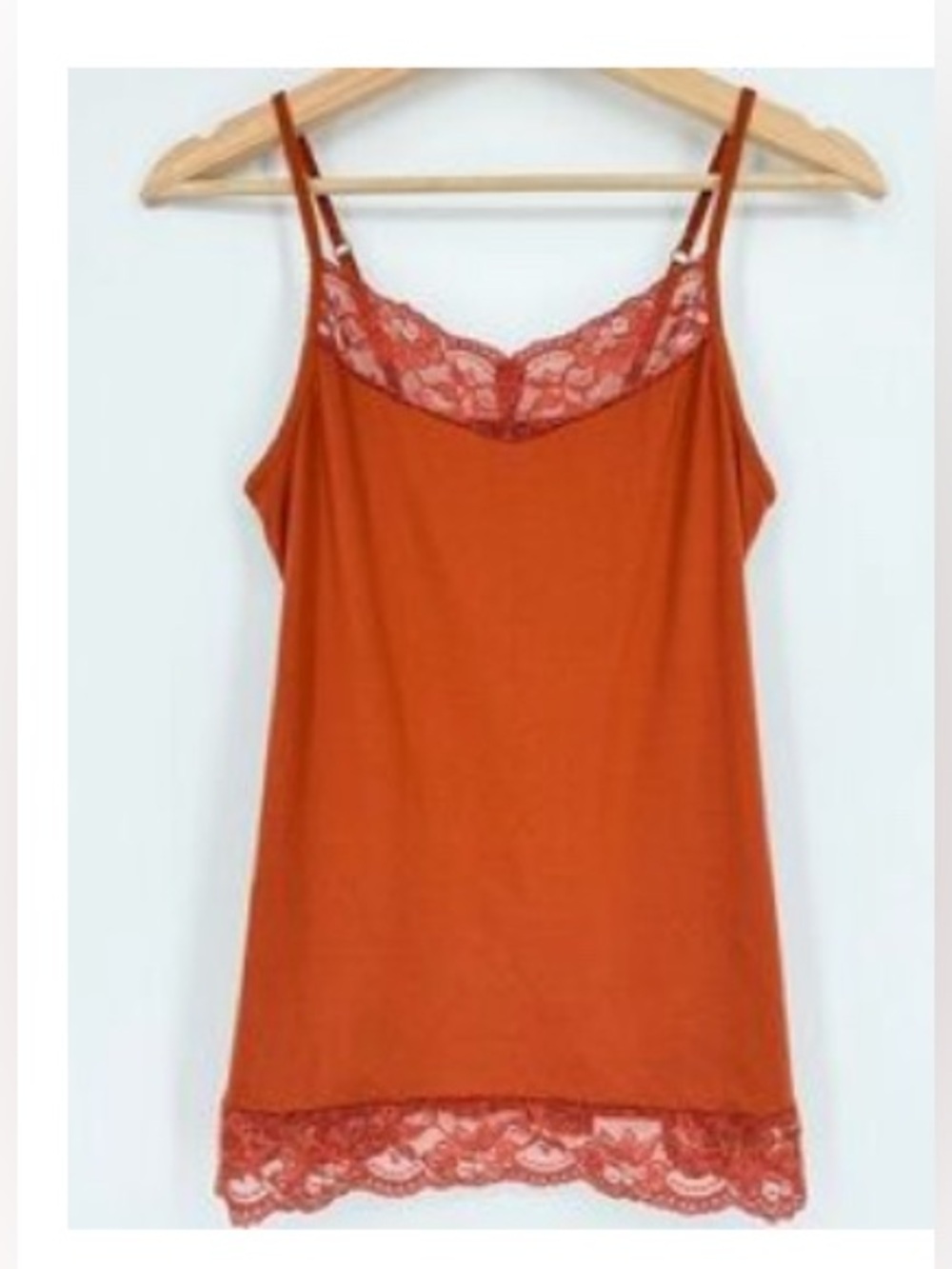 Y2K orange lace cami top with adjustable straps - size L (